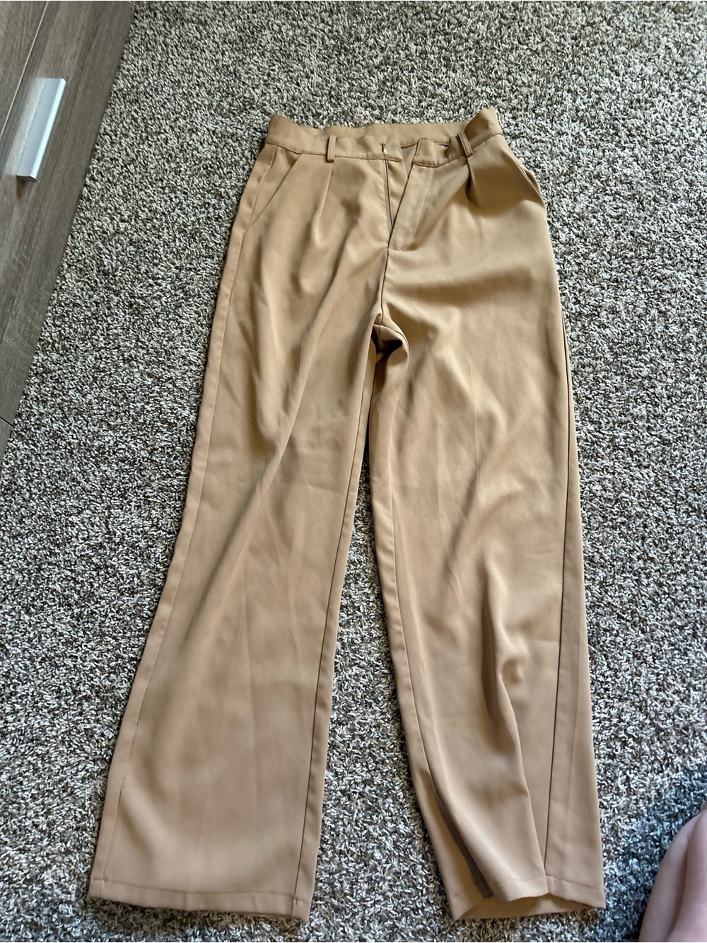 High-Waist Wide Leg Tan Trousers